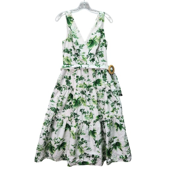 Vince Camuto Dresses & Skirts - Vince Camuto Midi Dress Womens 6 Floral Print Belted Tiered V Neck Pockets New